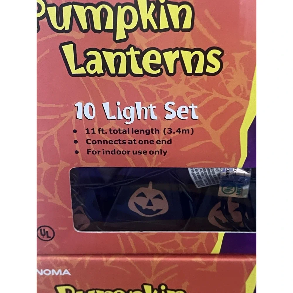 2 Boxes 1990s Noma PATIO PARTY Pumpkins Lanterns Lights Set NEW Open Box Vintage
